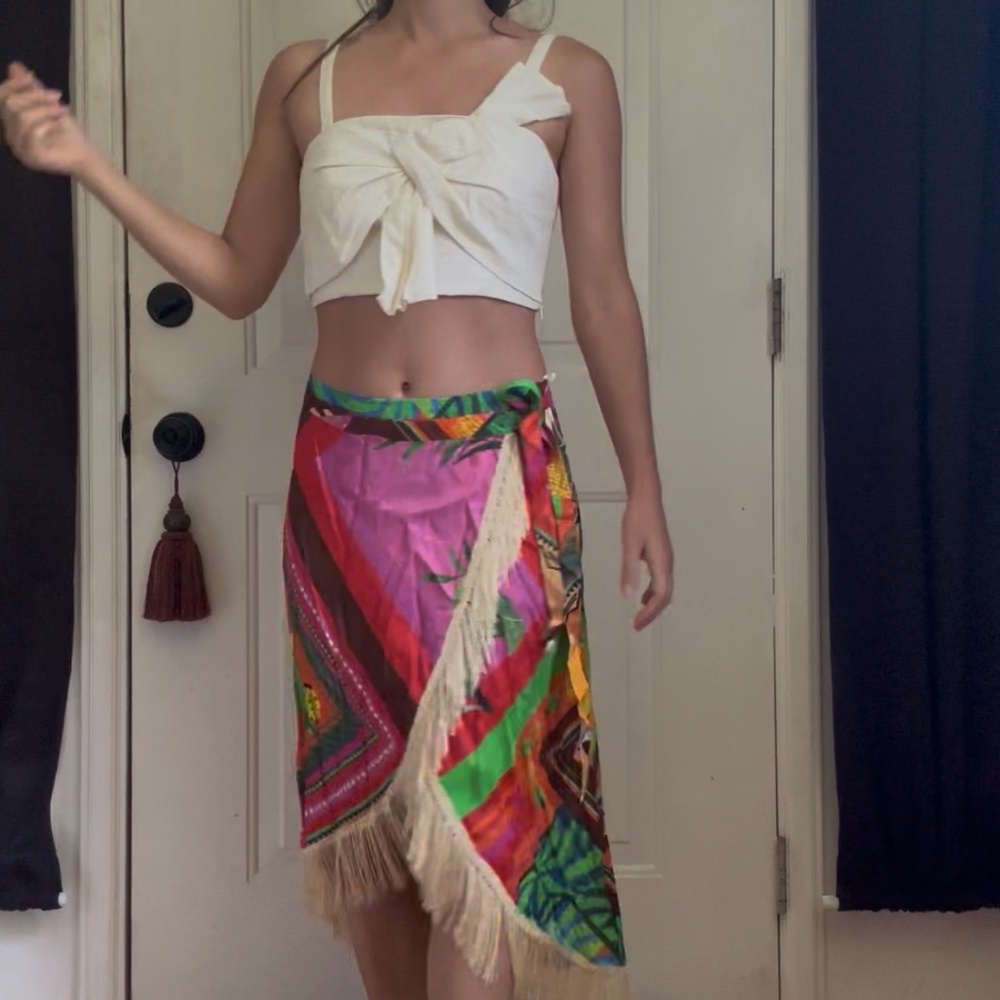 Farm Rio Fringe Wrap Skirt - Picture 5 of 9